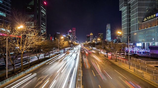 T/L WS Rush Hour Traffic at Night /北京，中国视频素材