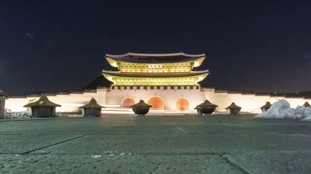 夜景光华门，车水马龙视频素材