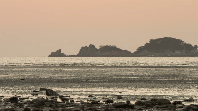 永宗岛永裕海滩泥滩的日落景色视频素材