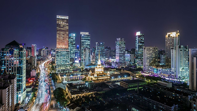 T/L WS HA Shanghai Skyline at Night /上海，中国视频素材