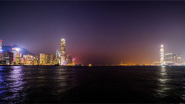 中国香港，2014年11月17日:中国香港美丽的维多利亚港夜景视频素材