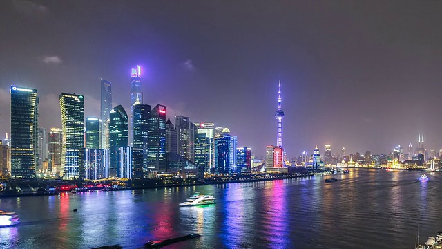 T/L WS HA ZI Shanghai Skyline at Night /上海，中国视频素材