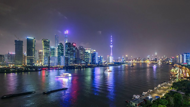 T/L WS HA Shanghai Skyline at Night /上海，中国视频素材