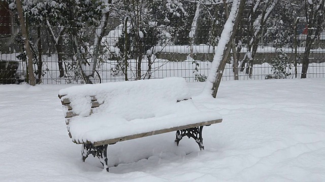 板凳在暴风雪视频素材