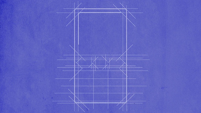 手机被绘制在蓝图纸上视频素材