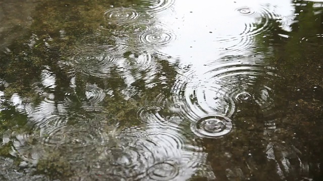 雨水落在水泥地板上视频素材