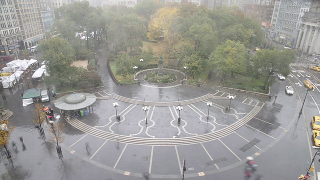 联合广场秋雨|时光流逝视频下载