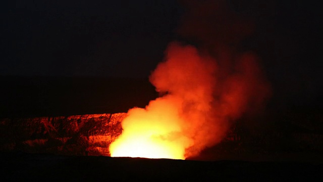 基拉韦厄火山喷气孔在晚上。HD - Halemaʻ乌玛ʻu视频素材