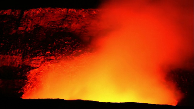 基拉韦厄火山喷气孔在晚上视频素材