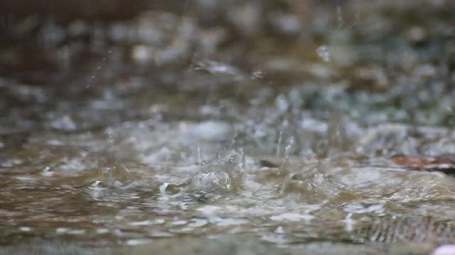 雨滴在水坑视频素材