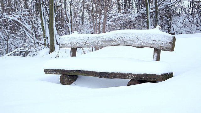 公园长椅上的雪视频素材