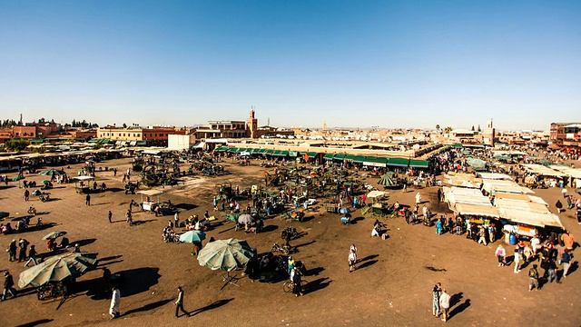 摩洛哥马拉喀什广场Djemaa el Fna广场视频素材