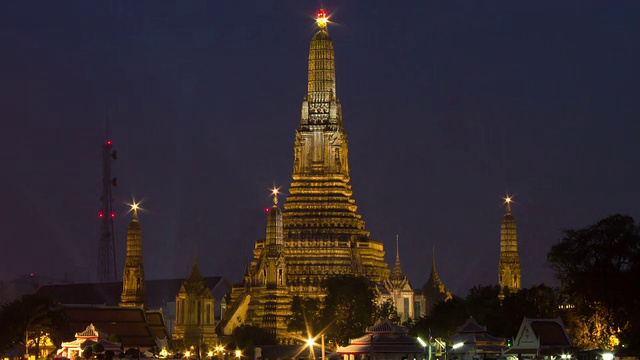 Wat Arun，时间流逝白天到夜晚，泰国曼谷视频素材