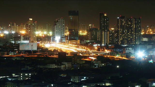 曼谷夜晚的时光流逝景观视频素材