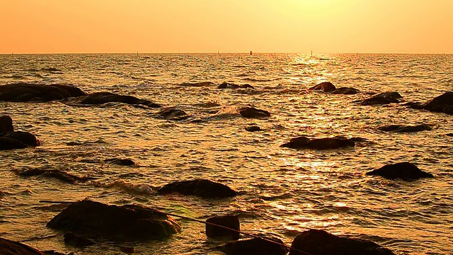 日落时分的夏日海滩视频素材