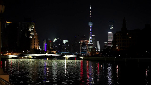 从水中看上海夜景视频素材