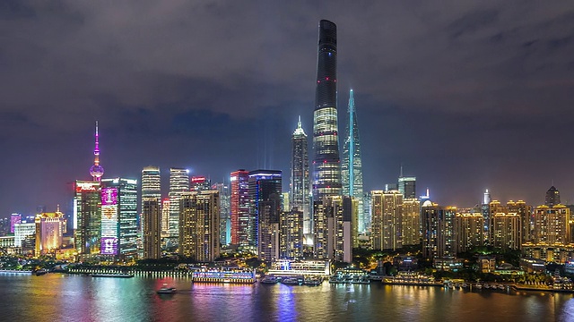 T/L WS HA PAN Shanghai Skyline at Night /上海，中国视频素材