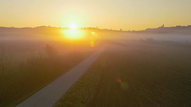 空中乡村公路在日出视频素材