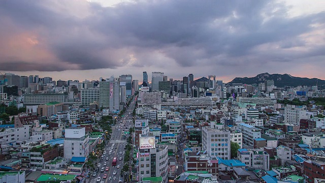 日落时的城市和云/首尔，韩国视频素材