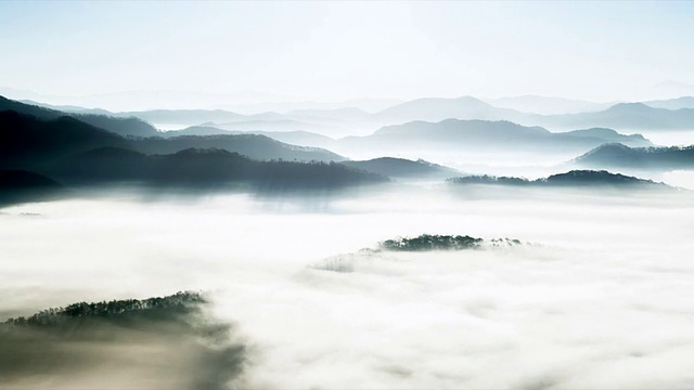 日出/全拉uk do Imsil的Okjeong湖上的山脉和云海(摄影师的著名地方)，韩国视频素材