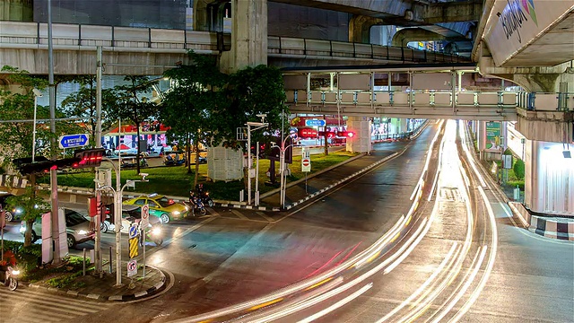 多级别城市交通高峰时间在夜间流逝视频素材