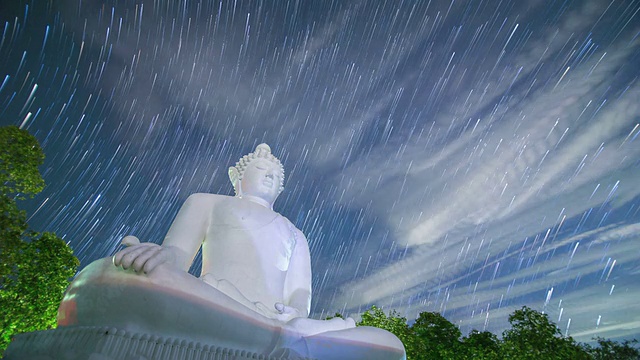 佛像与银河背景视频素材