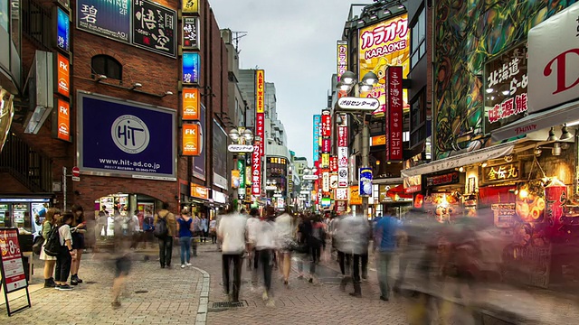 涩谷晚上的人群-从白天到夜晚的时间流逝视频素材