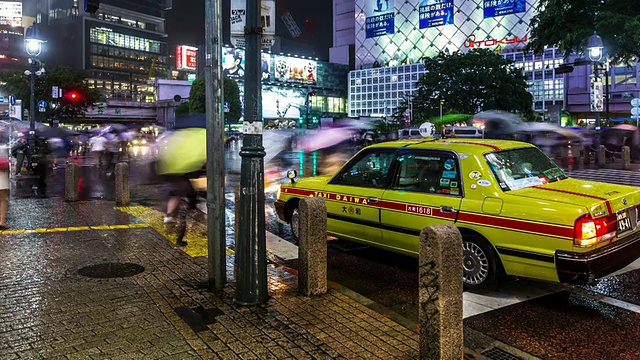 雨中的涉谷Scramble Crossing at Night - Motion T/L视频素材