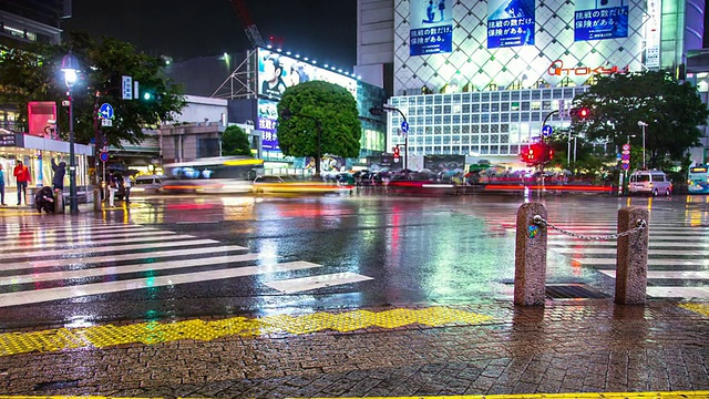 涉谷的雨夜紧急行动T/L视频素材