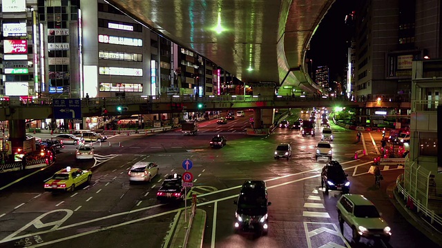 日本东京涩谷夜间的交通状况视频素材