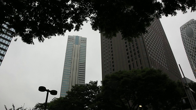 新宿大厦群，下雨天视频素材