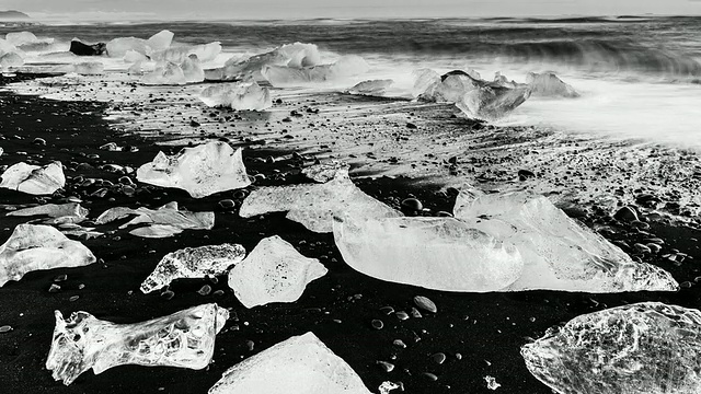 冰岛南部Jokulsarlon海滩的WS T/L视图视频素材