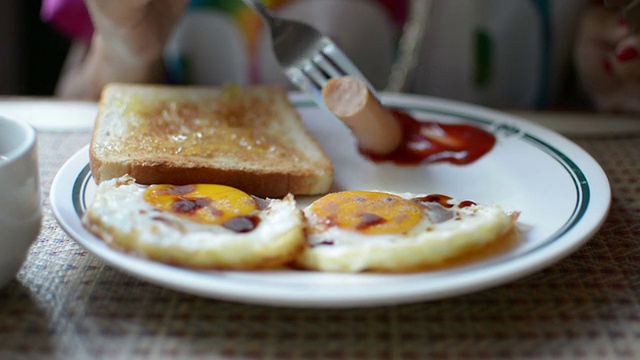 Breakfast-close吃了视频素材