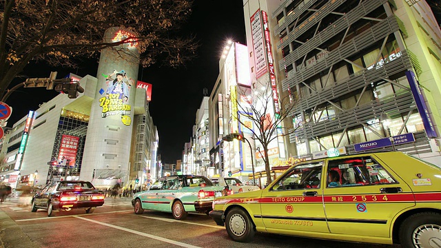 MS LA T/L拍摄于日本东京涩谷夜晚拥挤的城市区域视频素材