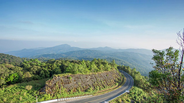 时间流逝的道路和山视频素材