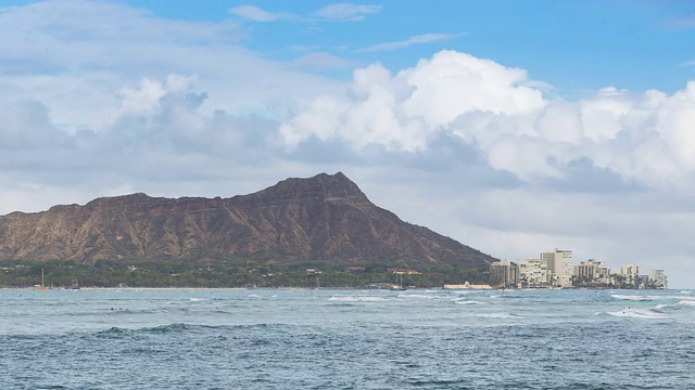 夏威夷火奴鲁鲁钻石山的时间流逝视频素材