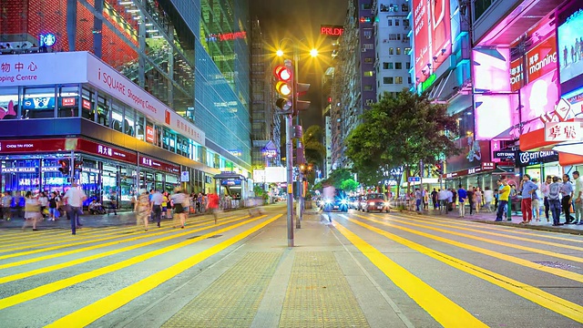 夜间斑马线视频素材