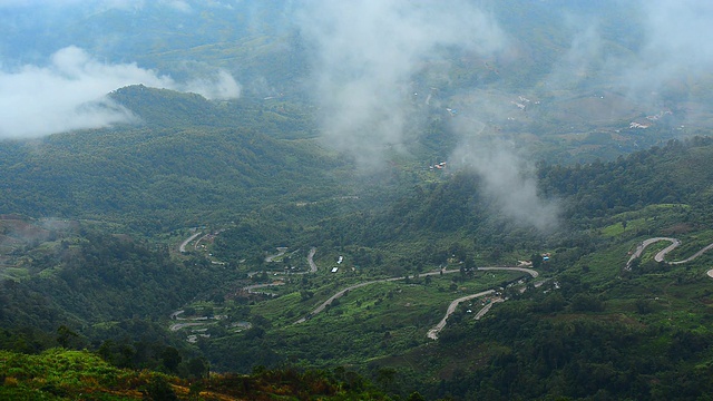 山,雾。/泰国碧差汶省公园府，雨季。视频素材