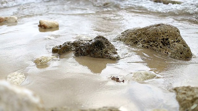 岩石海滩上的波浪视频素材