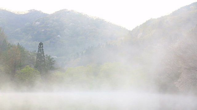 湿雾在色扬基湖(火星水库)上空移动视频素材