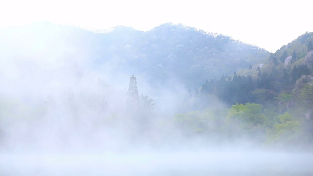 湿雾在色扬基湖(火星水库)上空移动视频素材