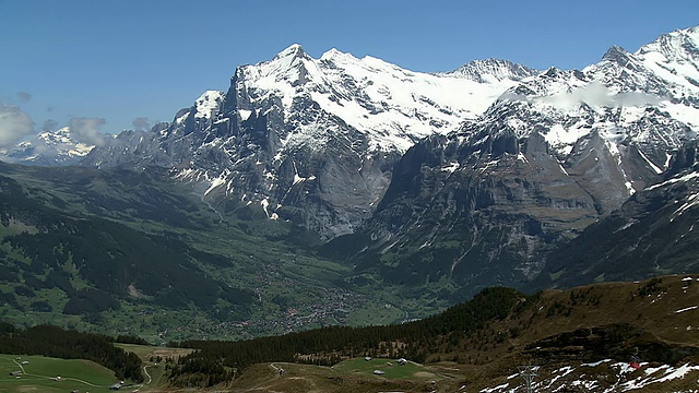 瑞士伯恩斯高地，从山到村庄和Wetterhorn / Mannlichen的景观视频素材