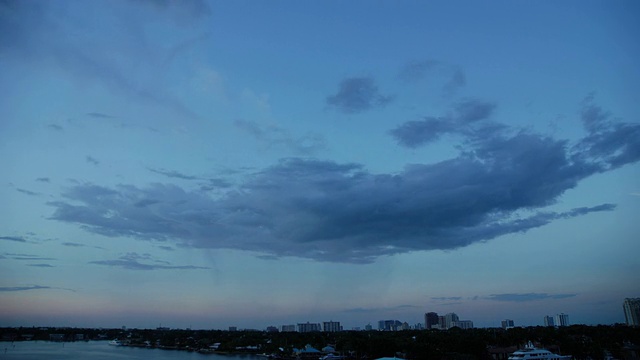 在南佛罗里达，一场垂死的雷雨在日落时的时间间隔(4K超高清)视频素材