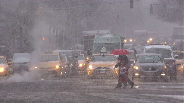 哥伦布圆环的下雪天视频素材