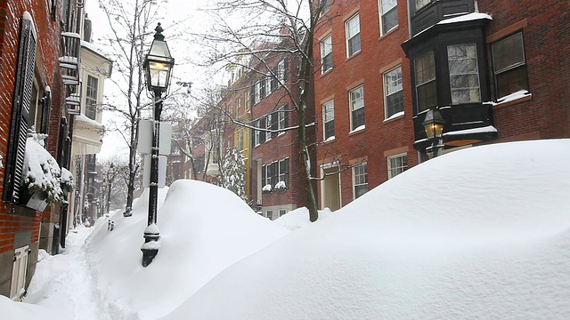 2015年波士顿暴雪。波士顿史上最大雪的冬天视频素材