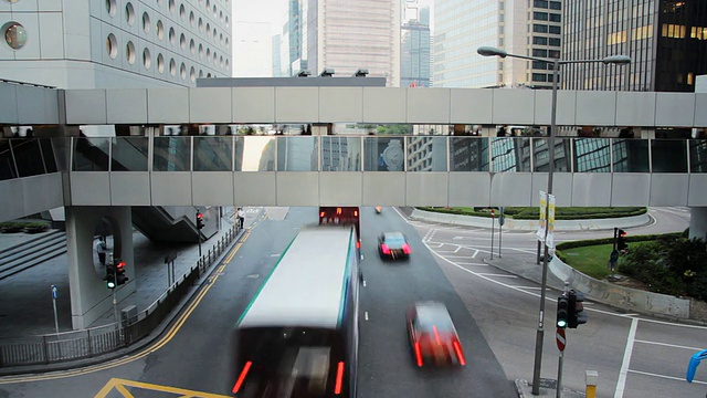 香港城市行人天桥视频素材