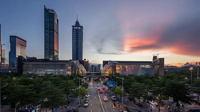 T/L WS HA Shenzhen Skyline Day to Night Transition /深圳，中国视频素材