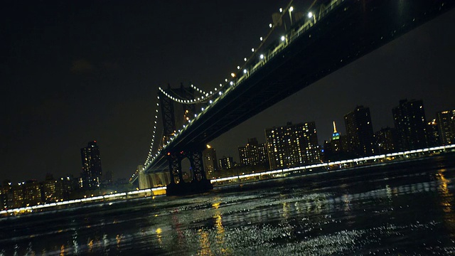 曼哈顿大桥夜景拍摄视频素材