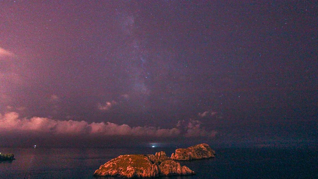 夜空与移动的银河圣蓬萨帕尔马马略卡岛视频素材