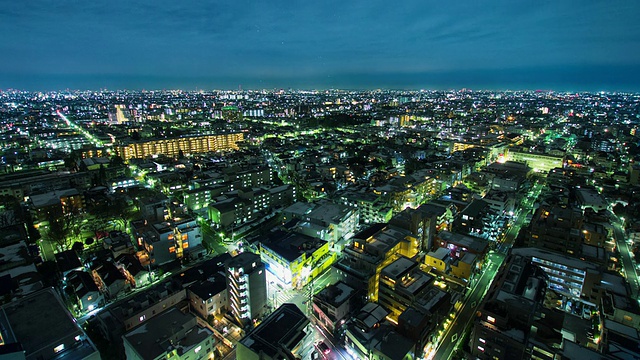 WS T/L夜晚的城市天际线/奈日，东京，日本视频素材